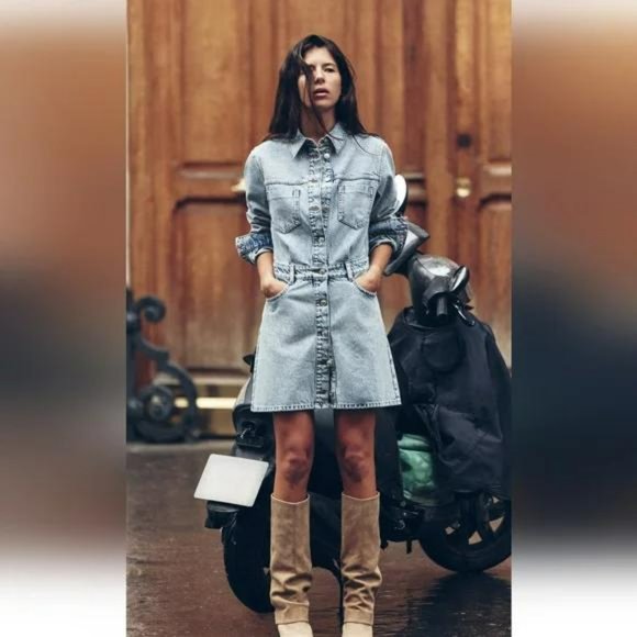 ZARA Z1975 DENIM MINI DRESS - Picture 1 of 7